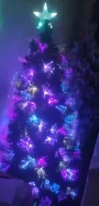 2023 New Year Lighting Shinning Christmas Tree artificial Green Pre-lit Mini Fiber Optic Tabletop Artificial Christmas Tree with fiber optic lighting & Star 120/150/180/210