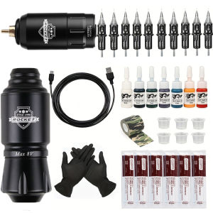 Bộ Dụng Cụ Xăm Hình Không Dây Với Bút Xăm Mini Rocket 10 Kim Cartridge Nguồn Điện Và Mực Xăm Dành Cho Nghệ Thuật Body Art