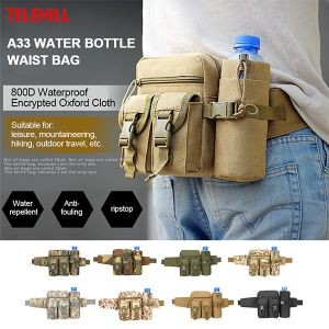 Outdoor Tactical Men Waist Pack Waterproof Nylon Camouflage Sports Climbing Hiking Camping Water Bottle Phone Pouch Multifunctional Belt Bag