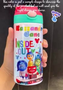 Vyveal PERSONALIZED Inside Out 12oz Water Bottle for Girls – Custom Kids Aquaflask Durable & Leakproof BPA-Free School Water Bottle Cute Gift for Kids Travel Sports Birthday Toddler & Child Hydration