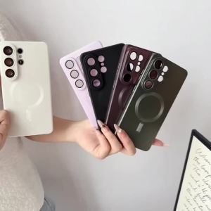 Luxury Matte Lens Protect Phone Case For Magsafe For Samsung Galaxy S26 Ultra S25 S24 S23 S22 S21 Plus Shockproof Soft Cover