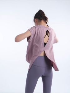 Yoga T-shirt Womens Loose Tops Beauty Back Fitness Clothes Breathable Fitness Pilates Training Suit