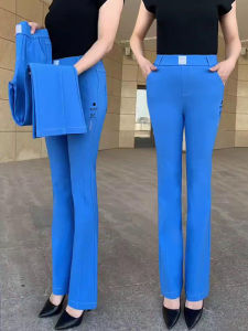 Ice Silk Loose Mom Jeans High Waist Elastic Waist Long Pants Summer Thin Wide Leg Pants Womens Fashion Cotton Stretch Denim