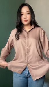 Atasan Kemeja Polos Korean Style Wanita Bahan Moscrape Nyaman By AS3