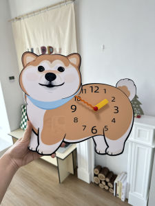 Original Dachshund Tail Waving Wall Clock Home Decor Creative Silent Cute Little Dog Artistic Hanging Clock Animal Shaped Wood Material