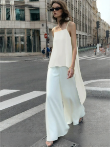 AMII | Resort Flowy Asymmetrical Strapless Double-layer Chiffon Top
