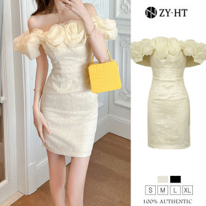 เดรสผู้หญิง เดรสซีดำ เดรสปาดไหล่ เดรสทำงาน ผ้าเดรสของโฆษณา EraVogue ยอดเยี่ยม 9630