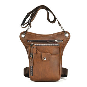 กระเป๋าคาดเอววินเทจของผู้ชายกระเป๋าคาดสะโพกหนัง PU กระเป๋าหนังคาดเอวขี่รถจักรยานยนต์เดินป่ากลางแจ้งขี่จักรยานกระเป๋าเดินทางตั้งแคมป์