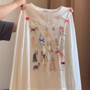 Áo Thun Tay Dài in Họa Tiết Hoa Ren Cho Bé Gái Mùa Hè Dáng Rộng Thoáng Khí Chống Nắng Thoải Mái Phong Cách Ngọt Ngào