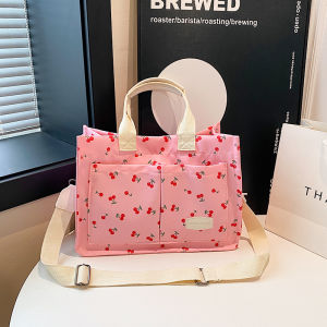 Túi Xách Nữ Dung Tích Lớn Có Dây Đeo Có Thể Điều Chỉnh Họa Tiết Anh Đào Túi Xách Tay Nylon Thời Trang Dành Cho Đi Làm Và Dự Tiệc