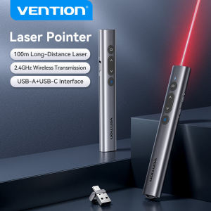 Vention Laser Pointer Clicker for Powerpoint Wireless 2.4Ghz USB A USB C Adapter Battery Green Red Remote Control Pointer for Presentation Laptop Electronic Whiteboard Windows Office PPT Presenter