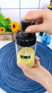 Botol tempat bumbu dapur toples kaca unik set sendok tempel di tutup toples