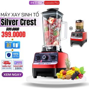 Máy Xay Sinh Tố Công Nghiệp SILVER CREST 2 Cối Công Suất 450W Với Thiết Kế 8 Lưỡi Dao Bằng Thép Không Rỉ Động Cơ Lõi Đồng Xay Thịt Cá Hoa Quả Hạt Khô