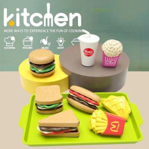 9PCS pretend play food toy set play house burger sandwich french fries burger simulation toy