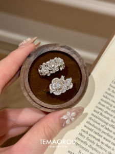 Romantic Twin Flowers Silver Matte Rose Ring Elegant Open Finger Ring High-End Feeling Index Ring Fashionable Jewelry