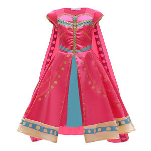 Girls Jasmine Fancy Cosplay Princess Dress Kids Stage Performance Clothes Children Birthday Halloween Party Role Play Costume