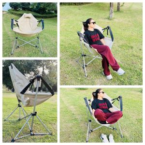 Outdoor Portable Folding Chair Camping Picnic Moon Chair Beach Chair Office Nap Chair Travel Gear Leisure Furniture Swing Chair