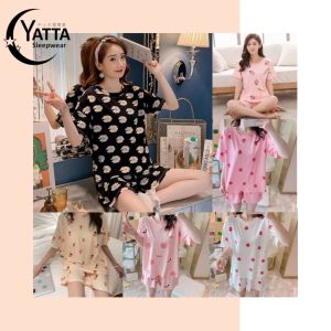 [READY STOCK] Korean Style KAEN Flora Short Sleeve & Shorts Pajamas Set