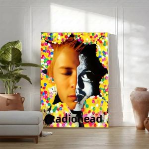 Bandai | Radiohead Cổ Điển Vintage Ban Nhạc Rock Nhân Vật Poster HD Chất Lượng Retro Nghệ Thuật Treo Tường Cho Gia Đình Trang Trí Phòng Phong Cách Hiện Đại Giấy Dán