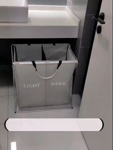 Minimalist Foldable Laundry Basket Double Slot Portable Laundry Bag