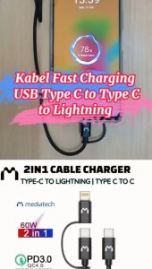 Mediatech Kabel Data Fast Charging 2 in 1 Type C + Lightning CCL 68
