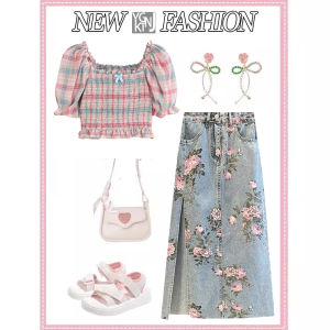 Áo Thun Vai Mùa Hè Mới Cho Nữ Tay Ngắn Thiết Kế Ngắn Thon Gọn Hoa Denim Váy Thời Trang Thường Ngày Không Thương Hiệu