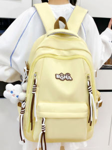 OUDENGPAI | Yellow Large Capacity Backpack For Elementary And Middle School Girls Durable Double Shoulder Summer Dopaamine Bookbag