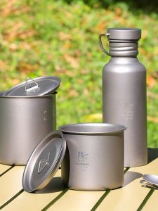 Pure Titanium Outdoor Water Cup HWZBBEN Portable Folding Travel Mug Simple Design Camping Picnic Cup Heat Resistant