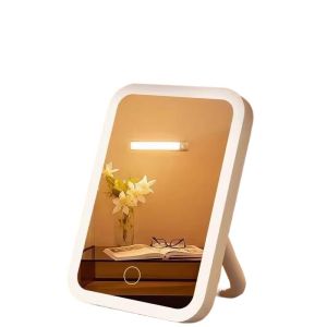 Smart LED Desktop Makeup Mirror Rotatable with Light for Bé Gáis Bedroom Student Dormitory Ins Vanity Desk Small Size USB Charging