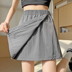 miiow | Cat Woman High Waist A-Line Work Skirt Pants Women Summer New Ice Silk Cool Feeling Light Thin Breathable Anti-Light Skirt