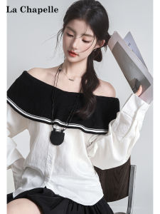 La Chapelle | Áo Blouse Dài Tay Thiết Kế Vai Trễ Ruffle Cho Nữ