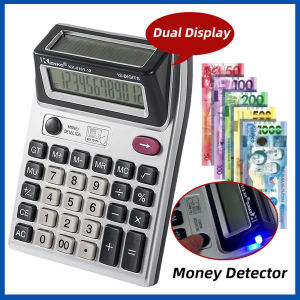 Dual-screen calculator 12-digit calculator with banknote verification function compact and portable battery powered  suitable for home and office use cod