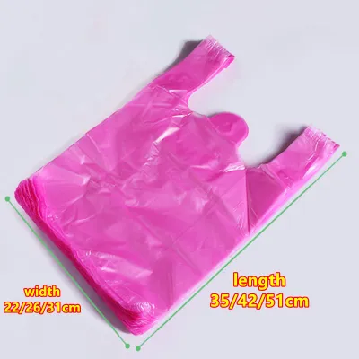 100pcs Plastic Bag Thicken with Handle Wedding Party Candy Gift Bag Supermarket Shopping Kitchen Storage Clean Garbage Bag