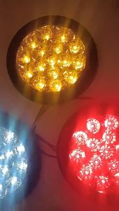 12V/24V 16-LED 4 inches Tail Lights Reverse Lamp Round Clear Lens for Truck Trailer Bus 1 Pcs