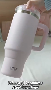 Tyeso 1200ml Car Cup Tumbler Hot & Cold (White) Stainless Steel Vacuum Insulated Portable Tumbler