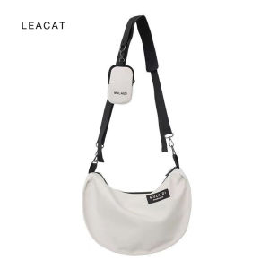 Leacat giải trí túi xách cột đầu hình há cảo phong cách thể thao Túi đeo chéo phụ nữ Túi Vải Bố sức chứa lớn đi học cho sinh viên một bên vai Túi Công Sở thủy triều