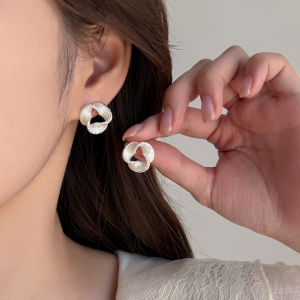 French Twist Sterling Silver Earrings with Zircon Inlay