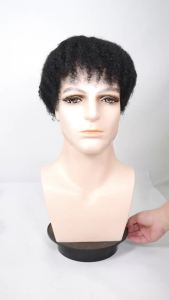 Afro Curly Human Hair Toupee for Men Thin Skin African Male Toupee Full PU 0.12mm Mens Wig System Hair Capillary Prosthesis