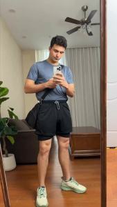 Mens Double Layer Fitness Shorts Drawstring Mesh Lining Elastic Waist Breathable Quick Dry Sportswear Jogger Short Male