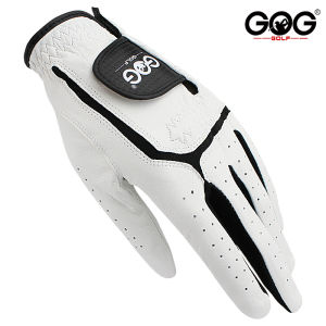 Sheepskin genuine leather Professional Golf Gloves For men white and black lycra Gloves Palm thickening Gift for golfer
