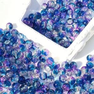 Bộ Hạt Acrylic Nứt 8mm - Trắng Xanh Dương Tím Hạt Rời Tự Làm Để Làm Đồ Trang Sức Trang Trí Quần Áo Và Quà Tặng Ngày Lễ