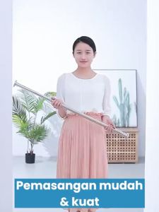 Tiang Hordeng Fleksibel 170/260cm Jemuran Baju Tiang Teleskopik Gantungan Baju Tanpa Paku Gantungan Serbaguna