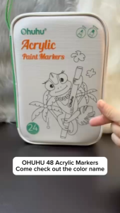 Ohuhu Acrylic Paint Markers 48 Paint Pens: Set of 24 Fine Tip and 24 Medium Round in Same Assorted Colors - Reversible Tip (Chisel & Round) - Acrylic Markers for Rock Painting Easter Egg Wood Plastic Ideal for School Artwork Birthday Gift Present