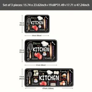 VIKAMA 2/3-piece Kitchen Appliance Floor Mat Anti-Slip Soft and Comfortable Dining Room Entrance Carpet Mat Home Decoration
