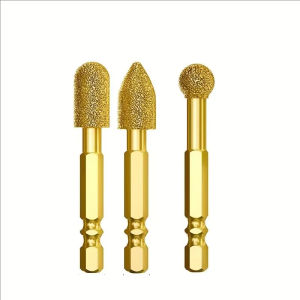 3pcs Diamond Grinding Head Tile Rotary Polishing File for Iron Stainless Steel Ceramic Tile Fits Drill