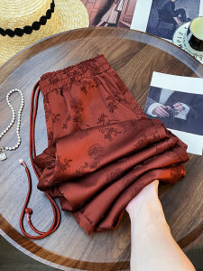 New Chinese Style Elastic Waist Wide Leg Pants Casual Fashionable Elegant Early Spring New Model Trendy Loose Fit Trousers