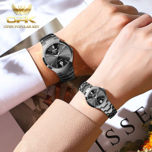 OPK resmi autentik jam tangan couple terbaru 2025 anti air fashion santai bercahaya kalender tali jam baja tahan karat