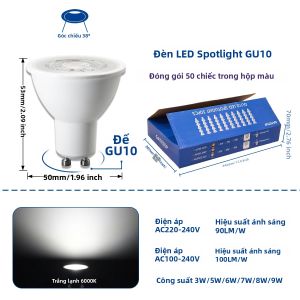 50 Gói Bóng Đèn LED GU10 3000K-6500K 3W-9W Không Nhấp Nháy Màu Trắng Mát Ra80+ Dành Cho Trang Trí Nhà Cửa Tuổi Thọ 25000hrs