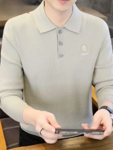 HENGYUANXIANG | Hengyuanxiang Mens Knitted Long Sleeve Sweater Casual Embroidery Autumn Winter Fashion City Style Inner Wear Polo Shirt