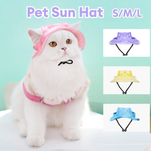 Cat Dog Hat Pet Dog Bucket Hat With Ear Holes  Adjustable Pet Fisherman Cap Tie Dye Pet Sun Hat